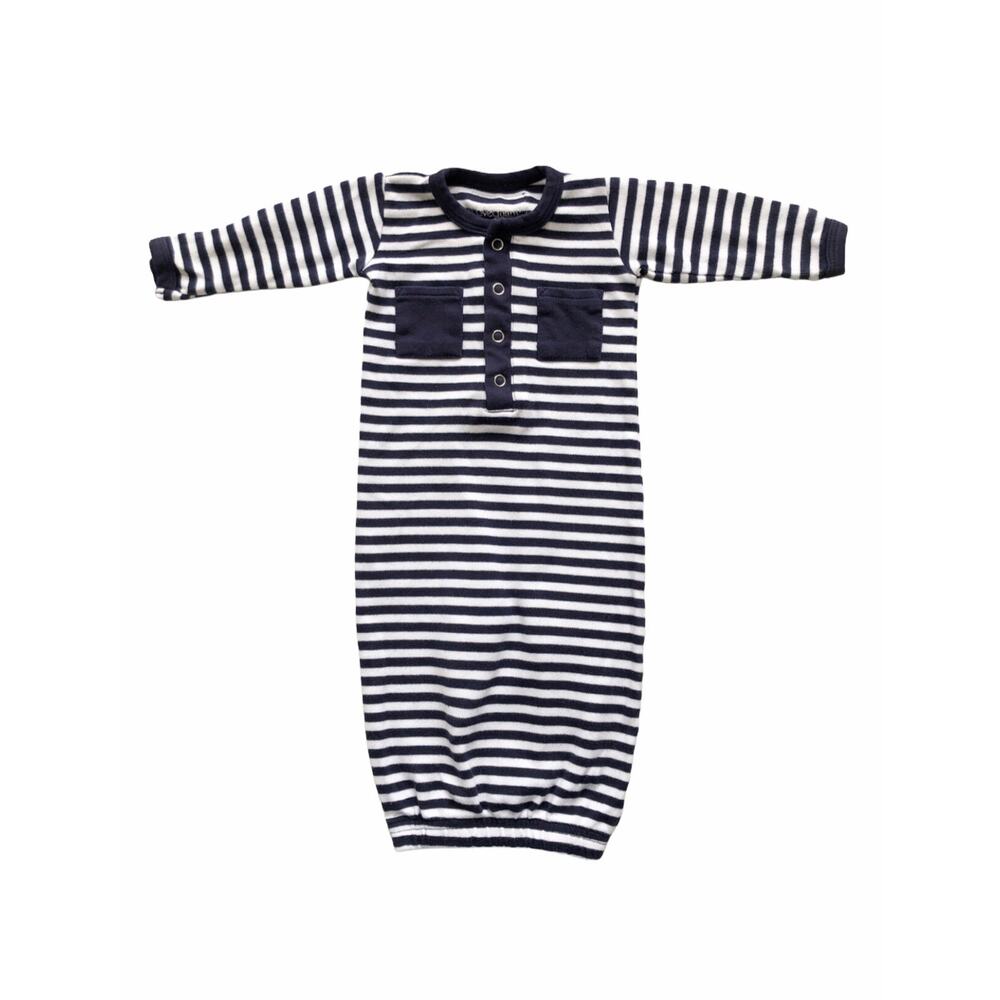 L'ovedbaby Navy Stripe Sleep Gown Size 0-3m
